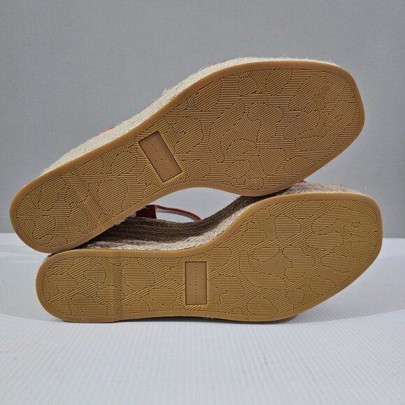 NEW Veronica Beard Reema Sandal Woven Espadrille Wedge Orange Leather - Picture 11 of 13